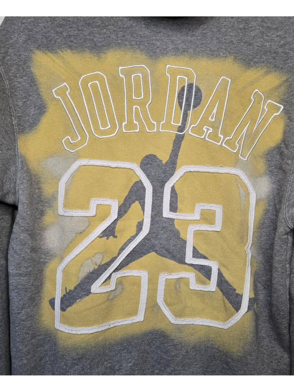 Jordan Brand Hoodie Mens Small Gray Gold 23 Jumpman Pullover Sweatshirt